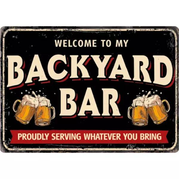 Metallschild "Backyard Bar (h)"